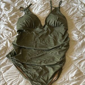 Gap Olive Green One-Piece Swimsuit